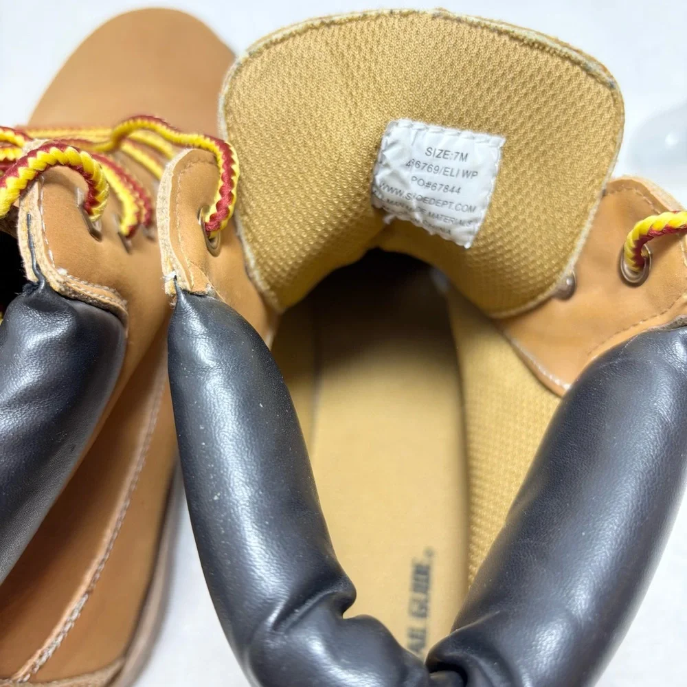 TRAIL GUIDE Waterproof Tan Leather Boots with Black‎ Collar Size 7M